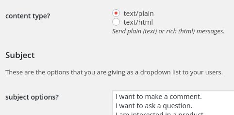 One of the options in the plugin settings page, this one allows you to choose if you want to receive html or plain text emails.
