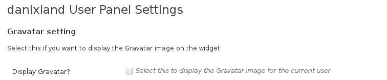 The heading of the settings page with the option to enable/disable the visualization of the Gravatar image.