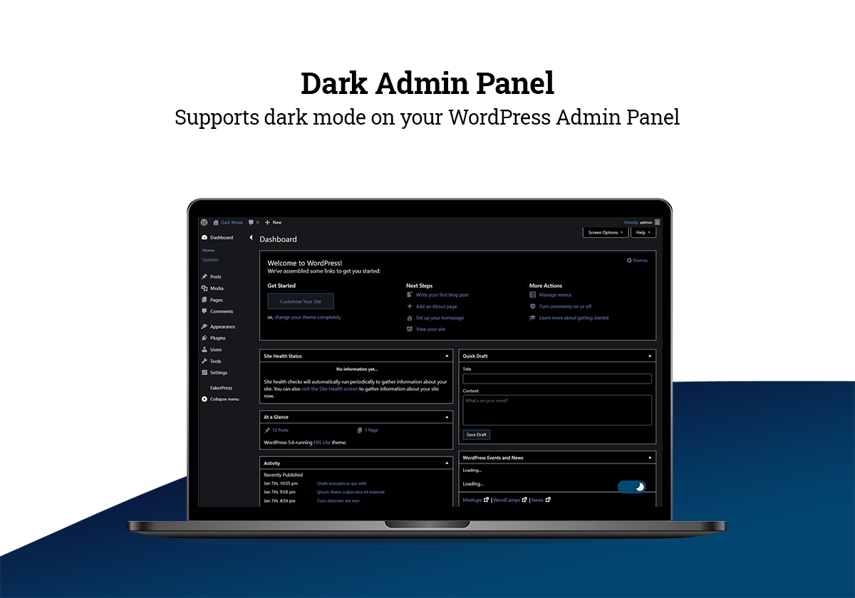 Supports Dark Mode on your WordPress Admin Panel