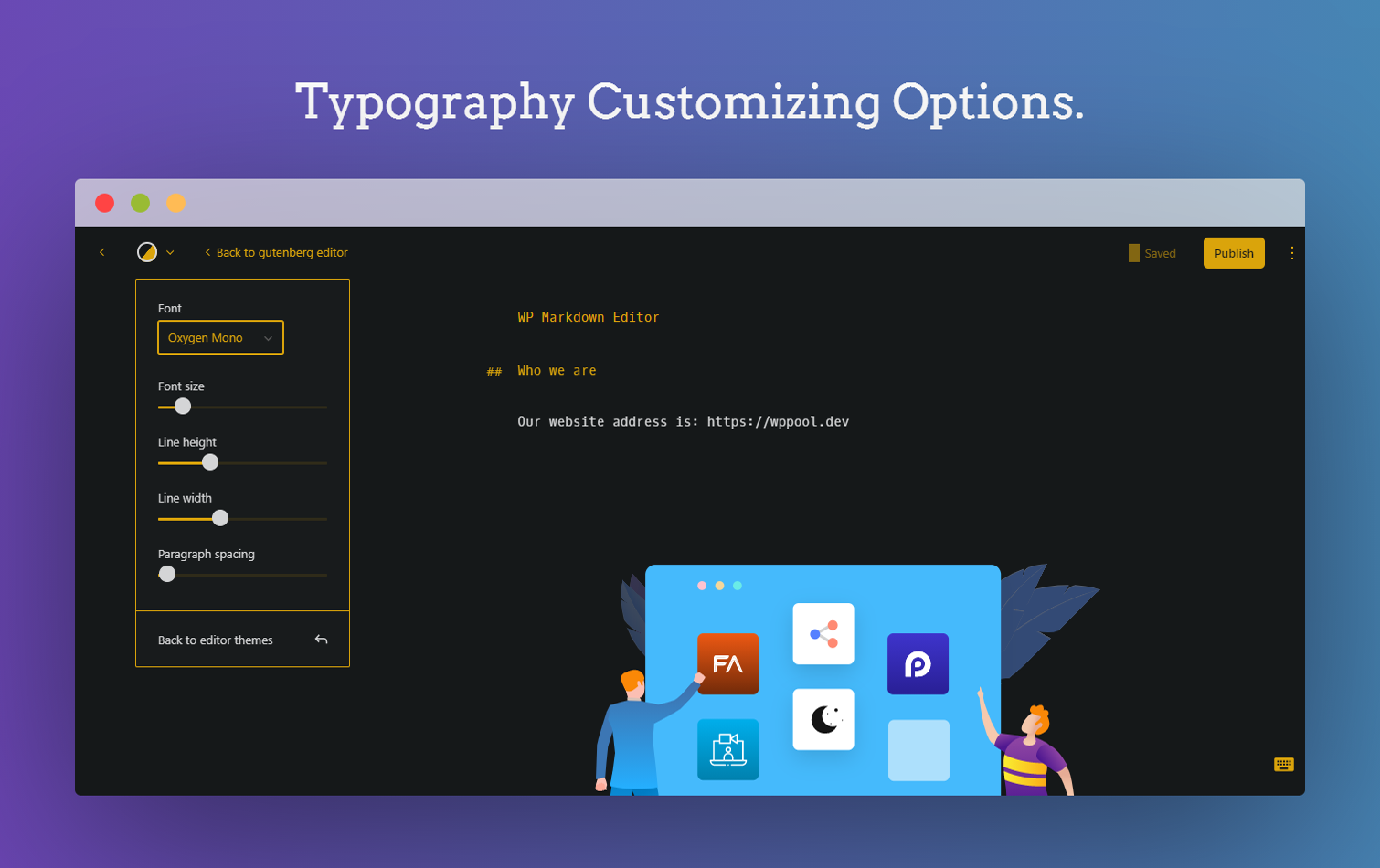 Typography customizing options.