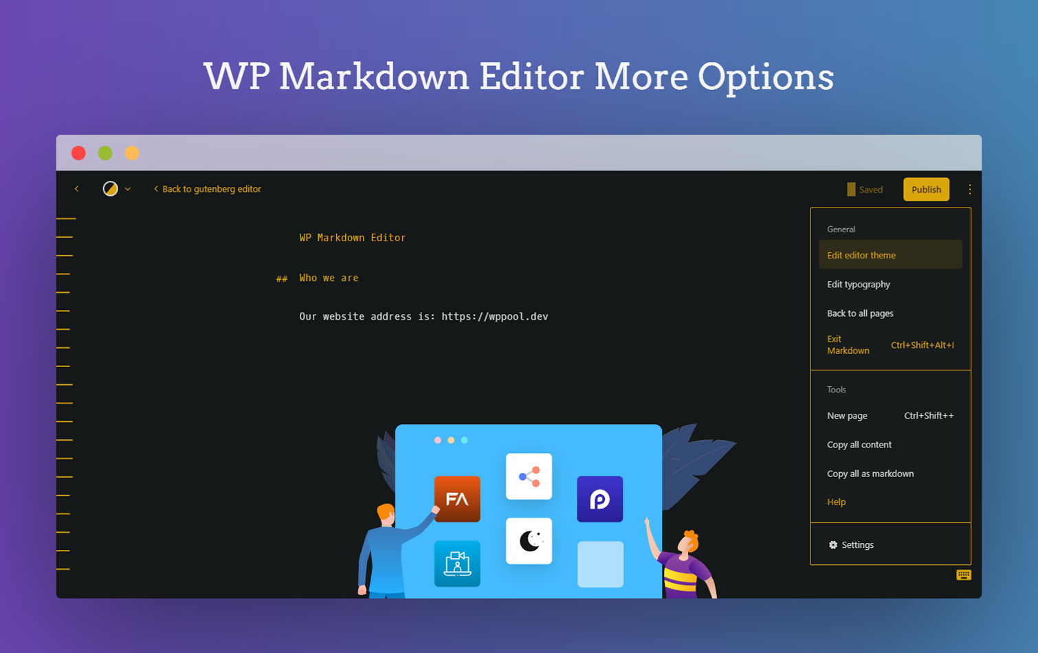 Markdown Editor More options.