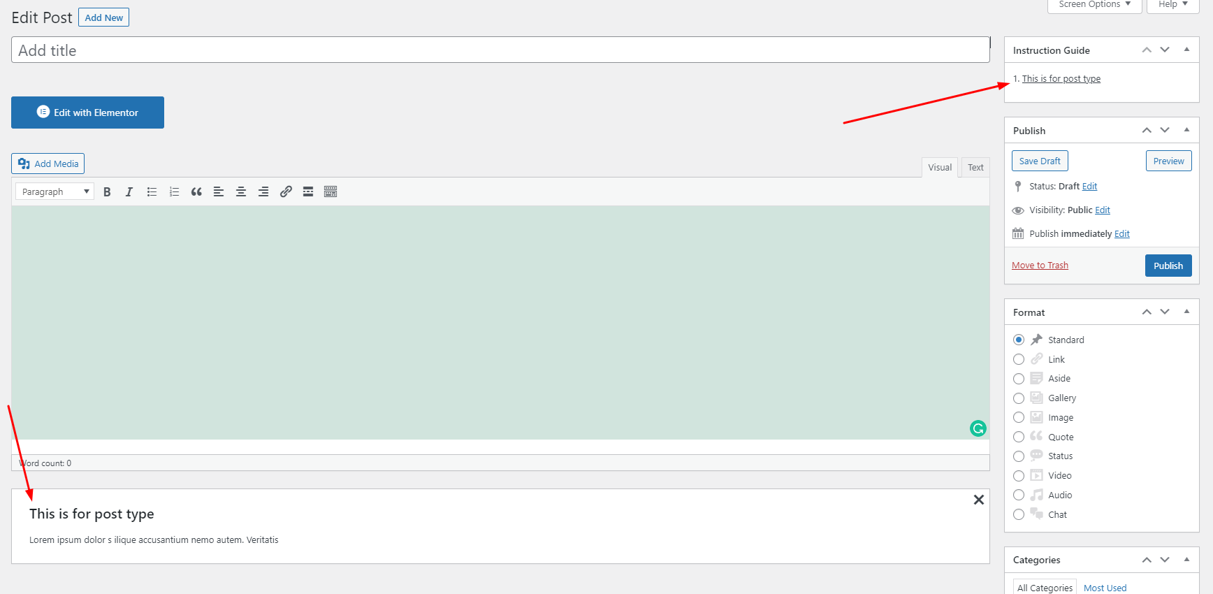 Display position on the post page.