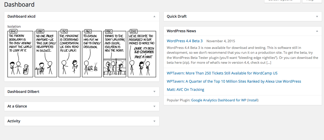 See here, as the most recent xkcd is added to your dashboard.