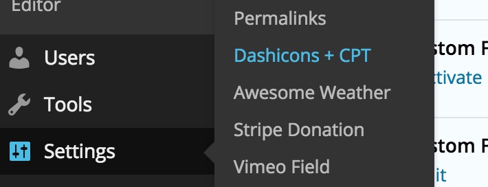 Settings Menu