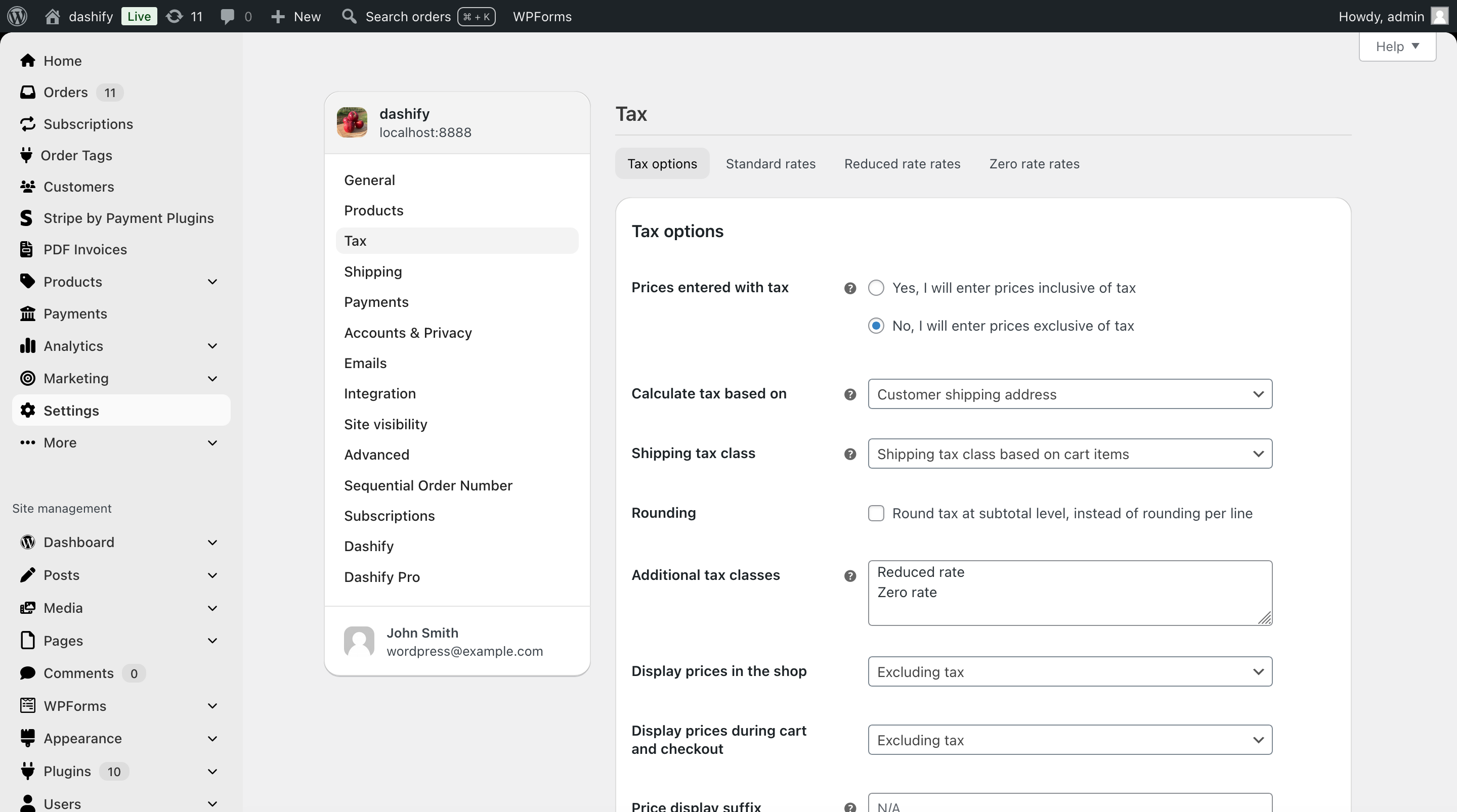 Dashify Pro: The product list with the Dashify theme.