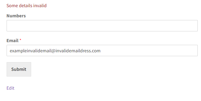 Example email validation in WPForms