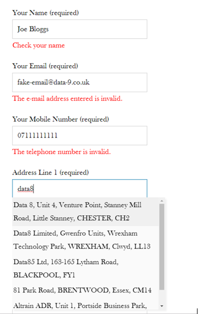 Contact Form 7 validation