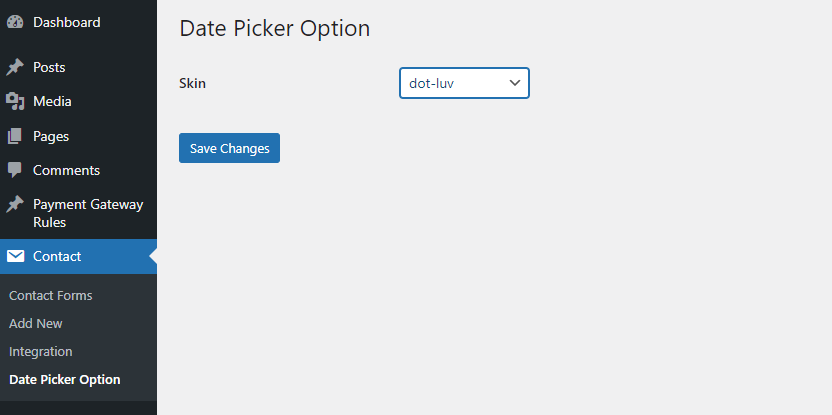 Settings panel for restricting minimum and maximum dates.