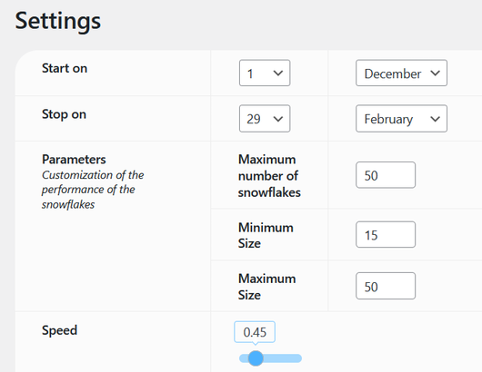 The settings. Part 1