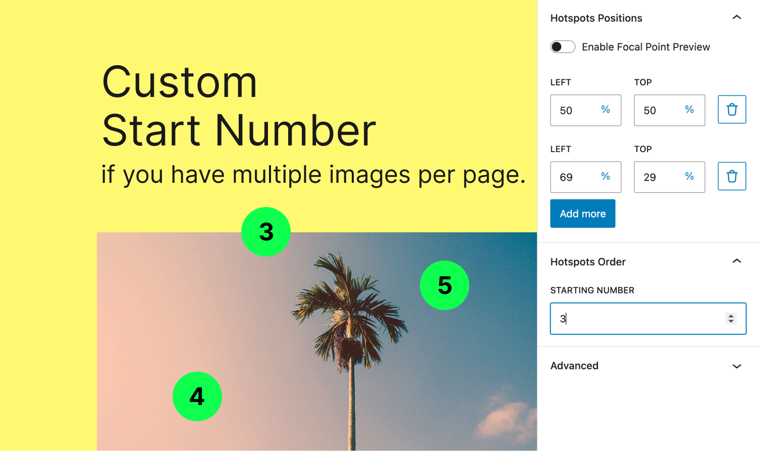 Custom Start number if you have multiple images per page
