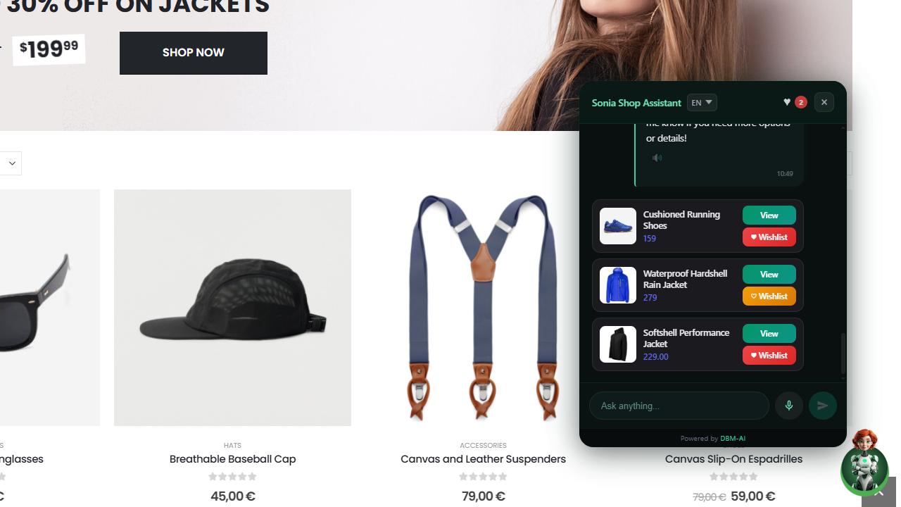 Product results — compare items, view details, and jump straight to the product