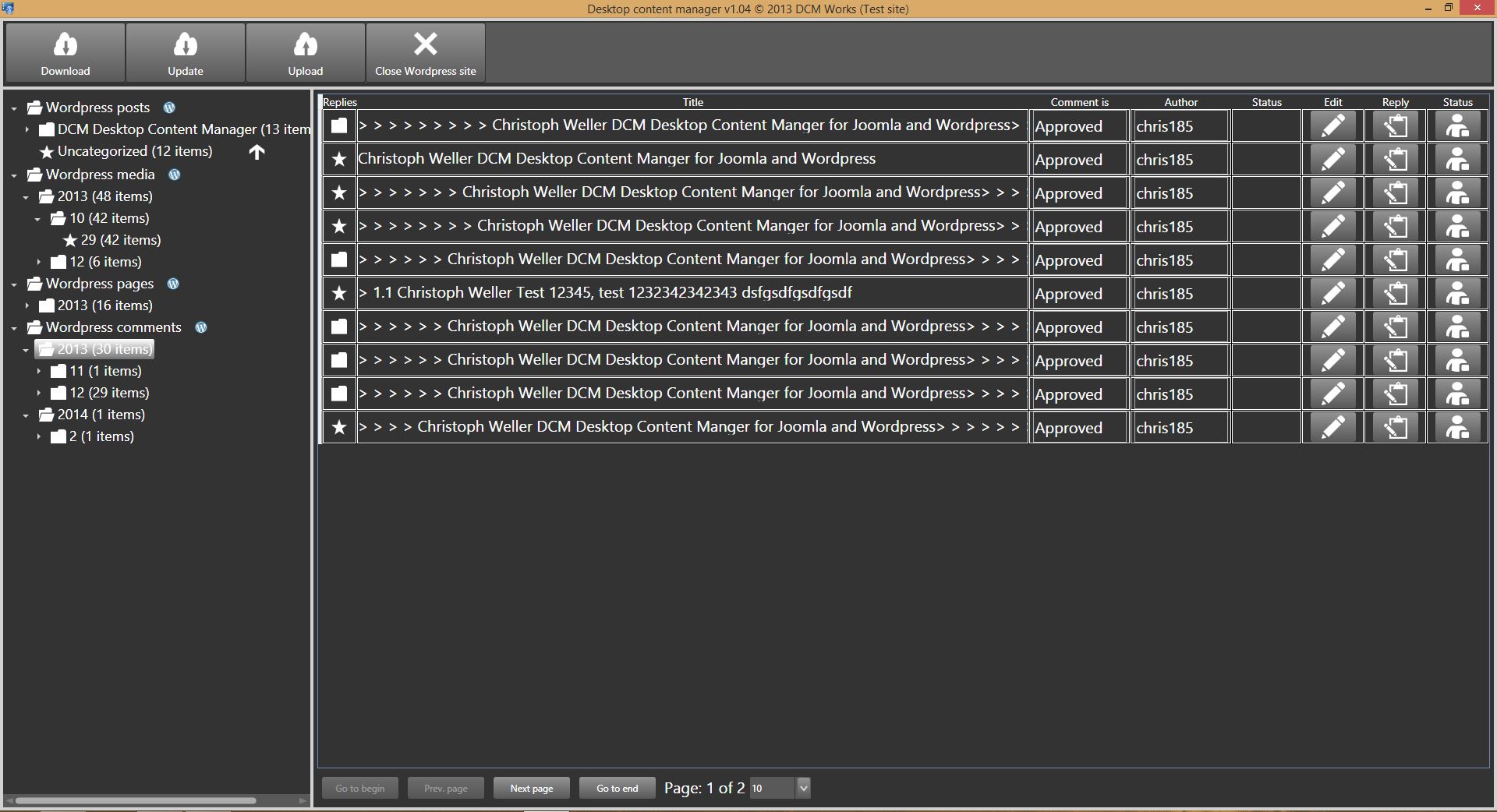 Screenshot of DCM desktop client