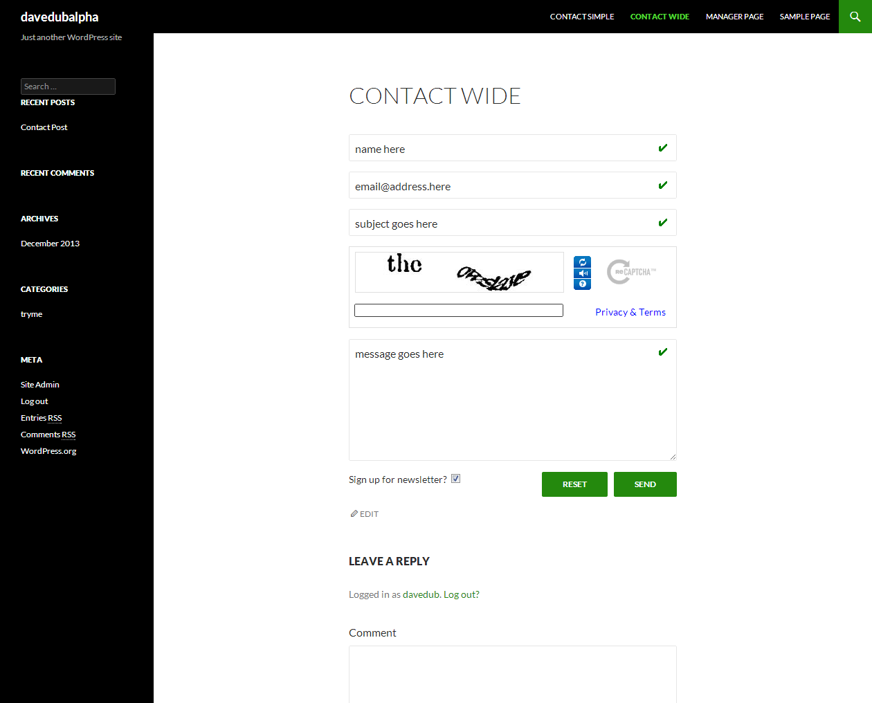 DD Contact Form on the Expound theme with google recaptcha enabled