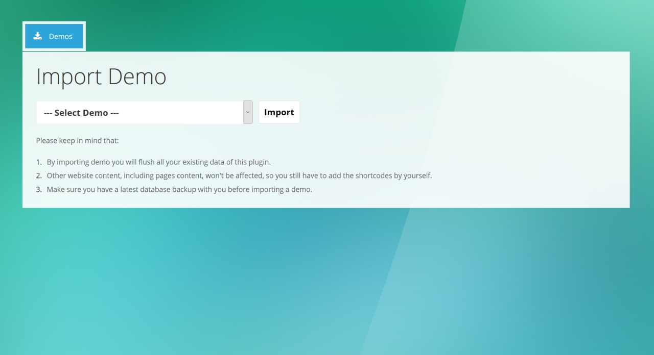 Deals - Admin Import Demo