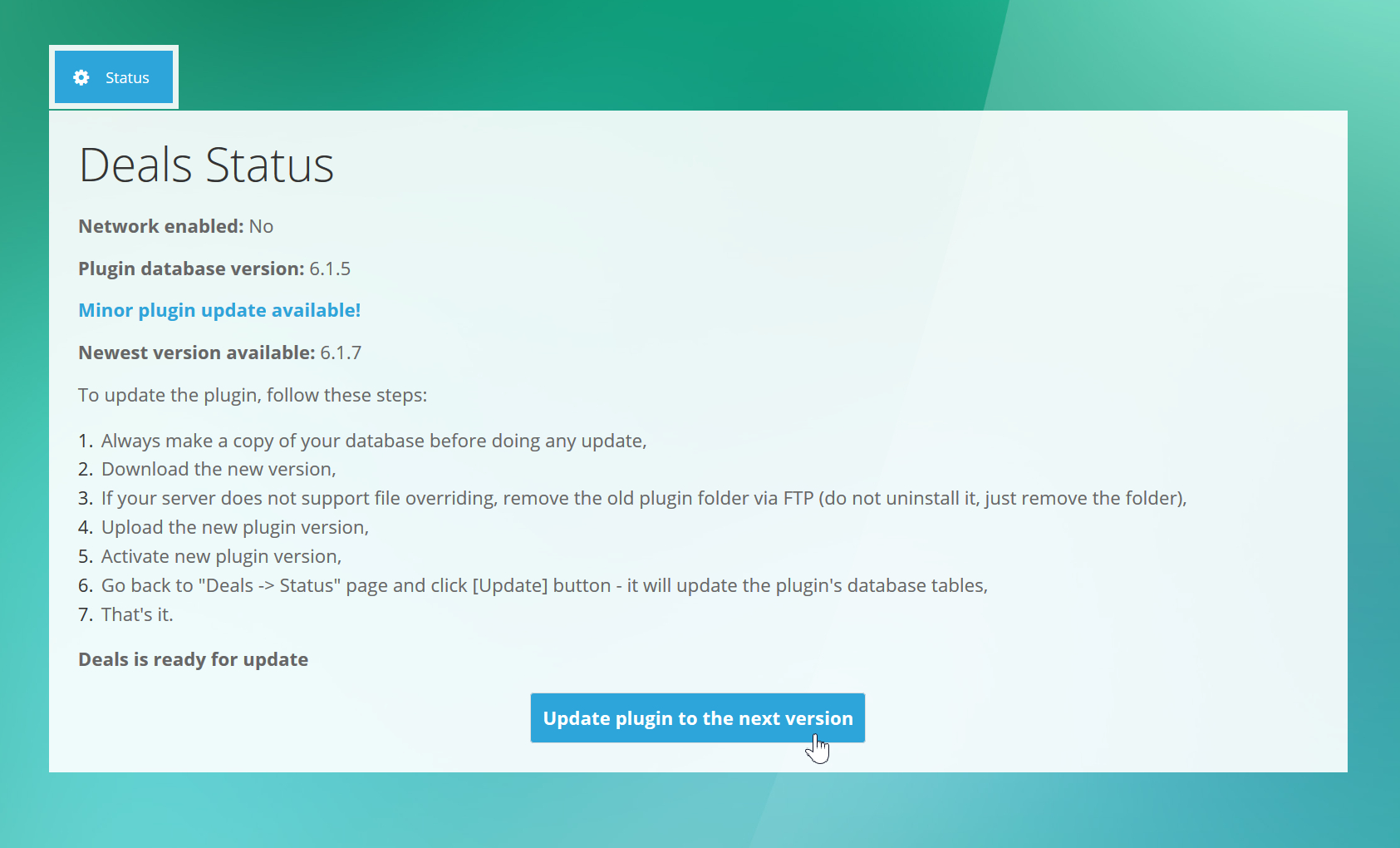 Deals - Admin Plugin Updating