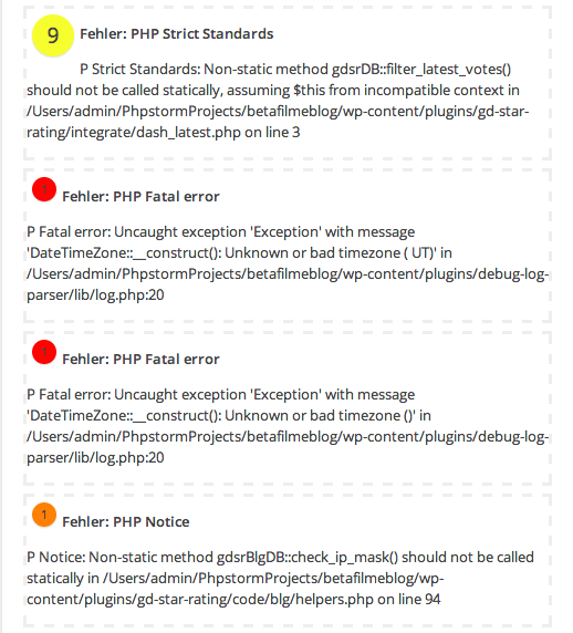 Some other error-displaying of the widget.