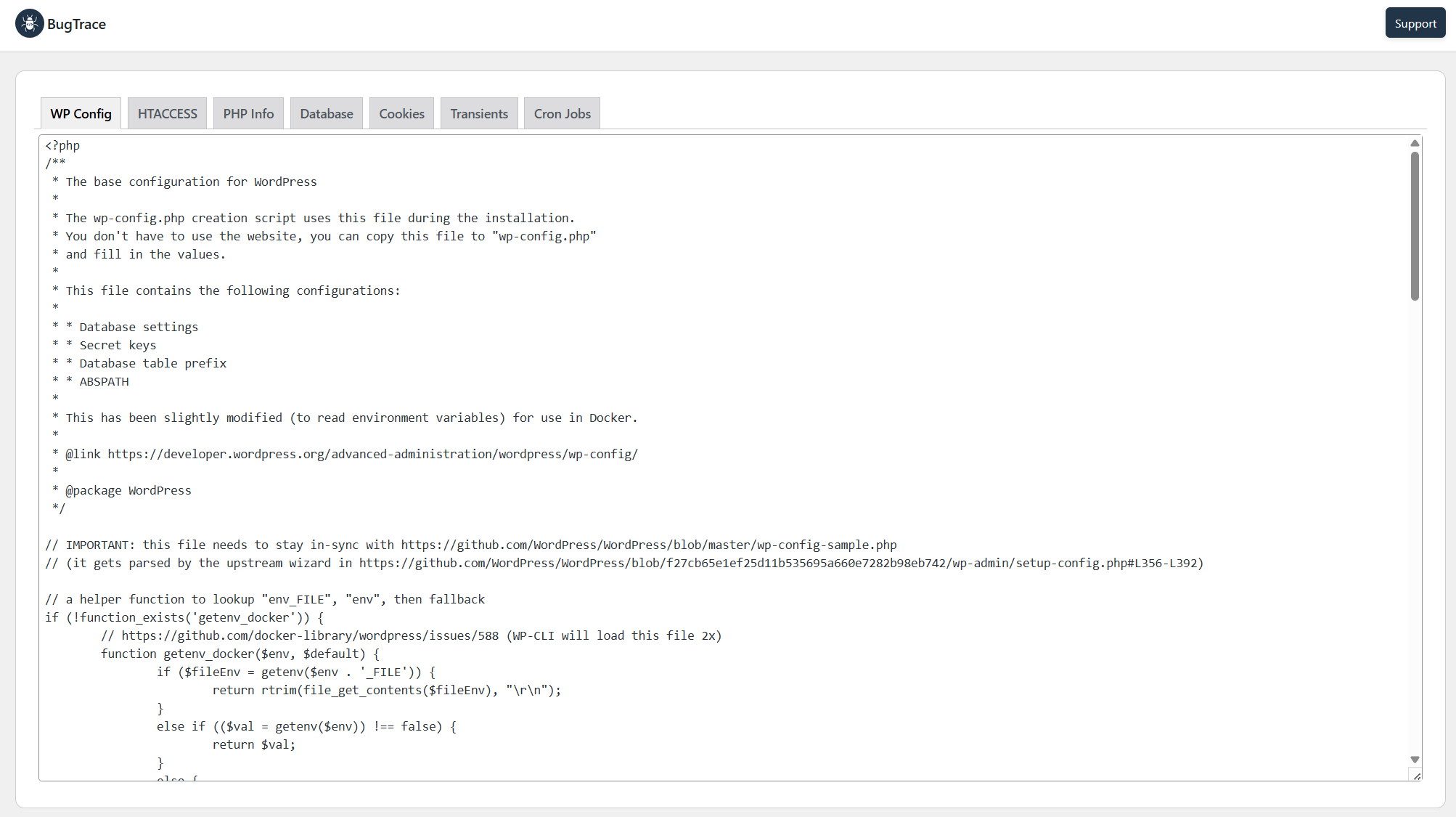 Securely Inspect wp-config.php Contents via the WordPress Admin.