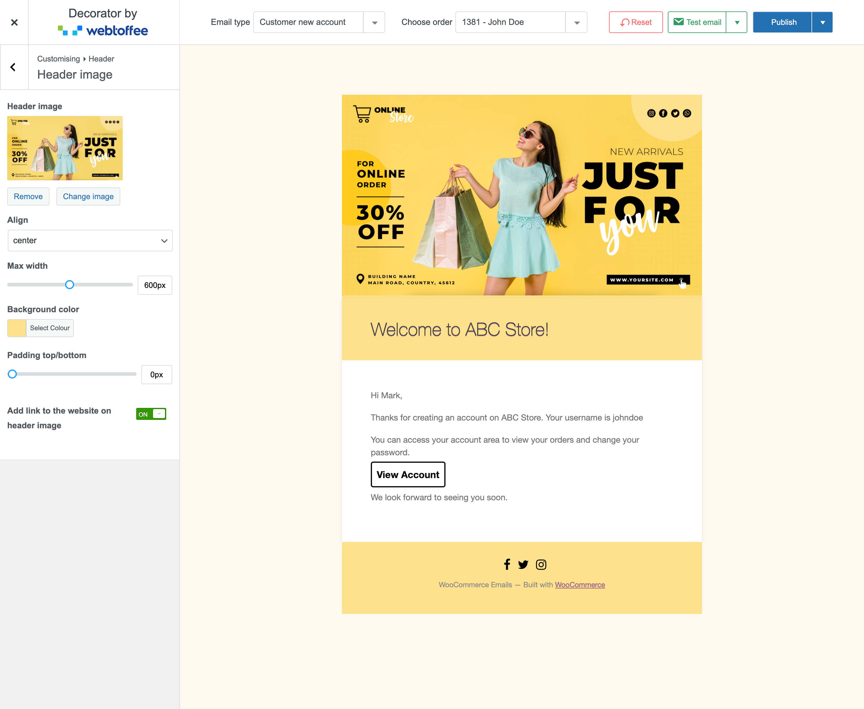 Customized WooCommerce 'Customer New Account' Email