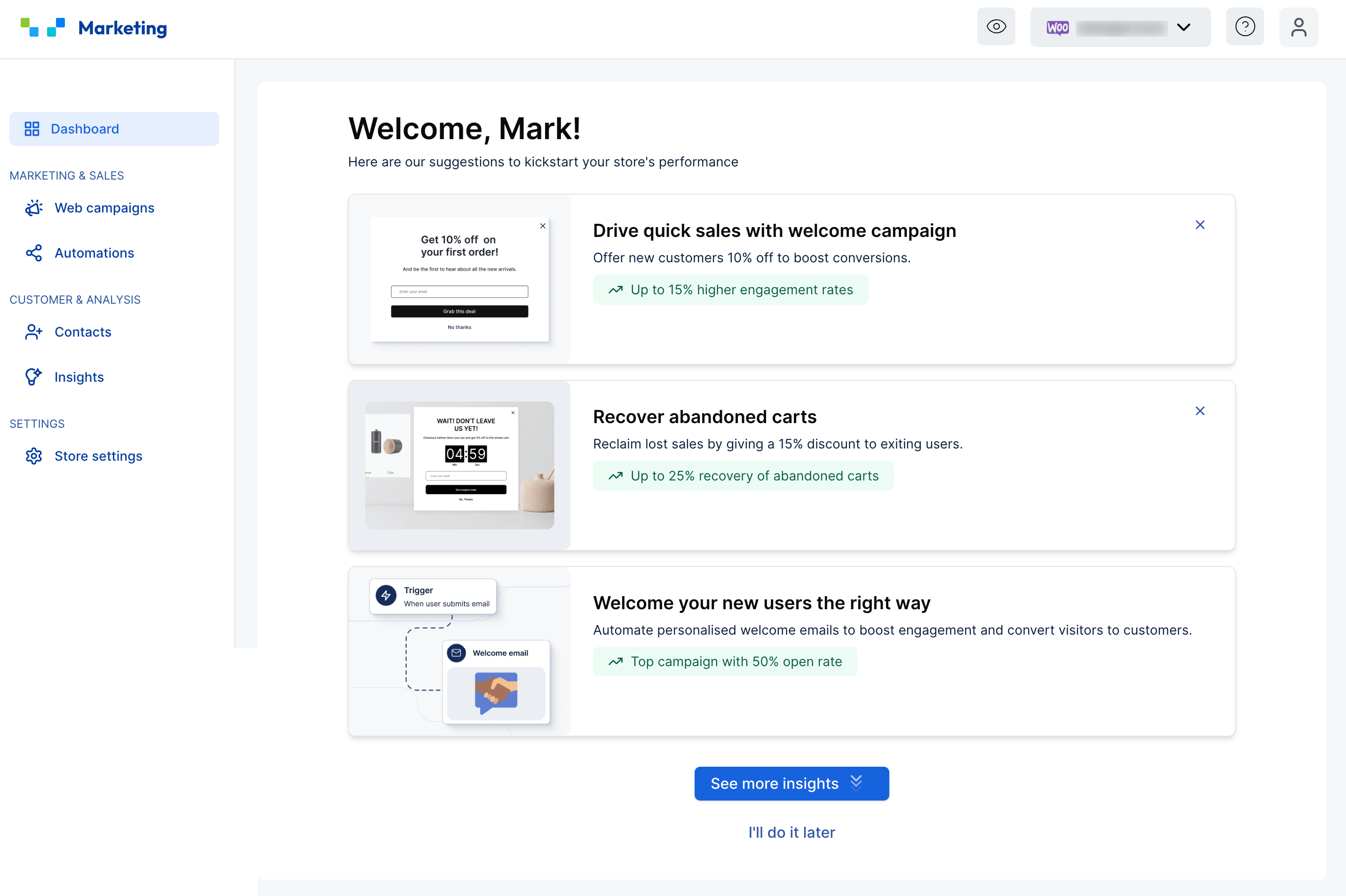 WebToffee Marketing Automation Dashboard