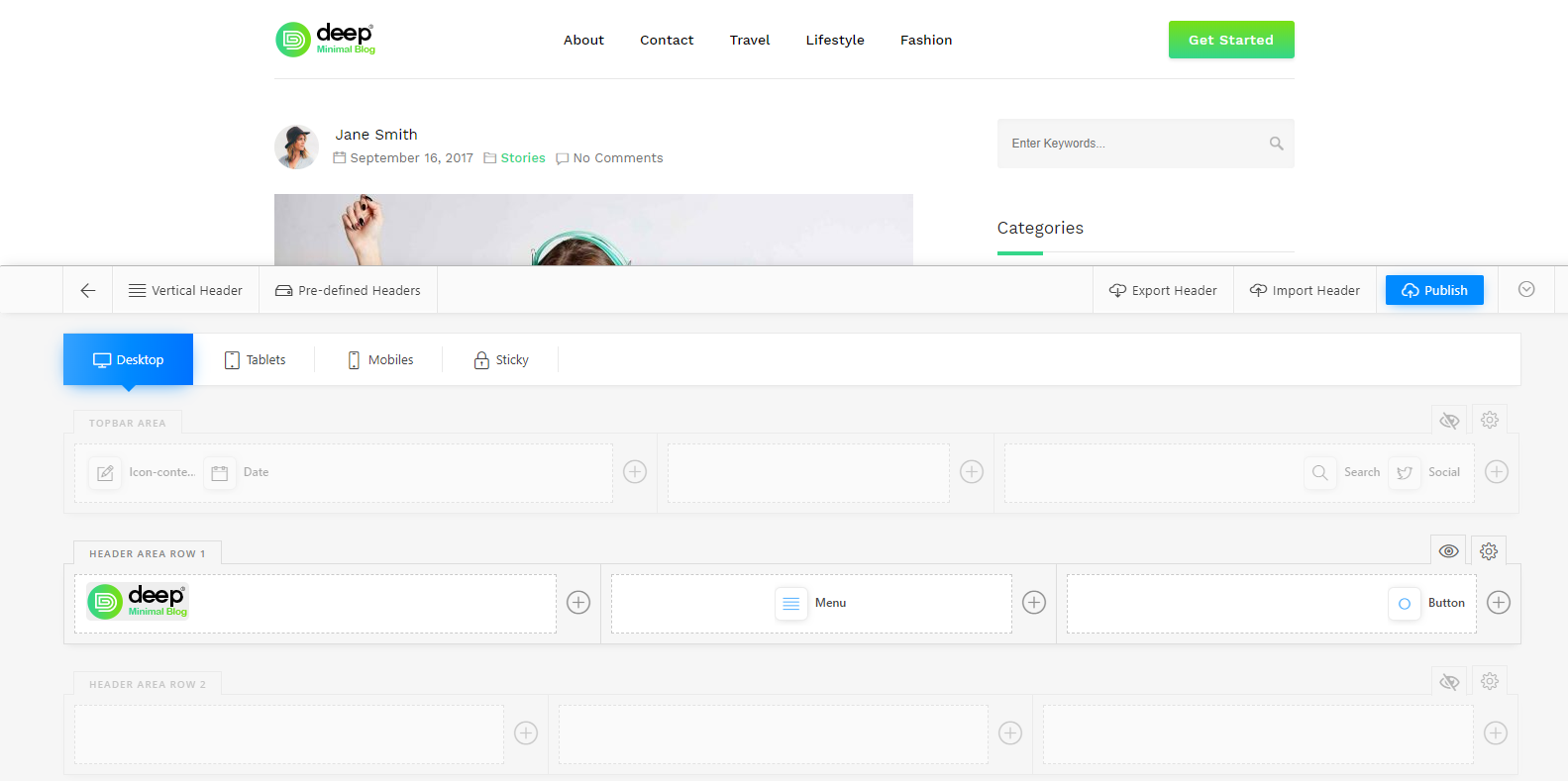 Header builder.