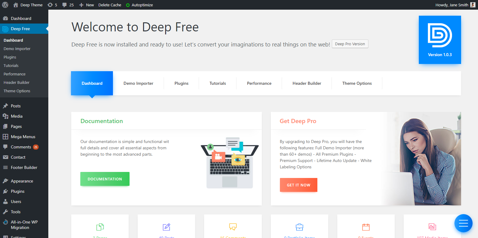 Admin dashboard.