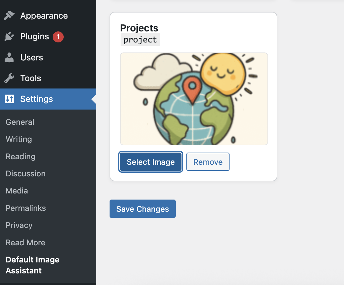 Image preview panel with Select / Remove buttons