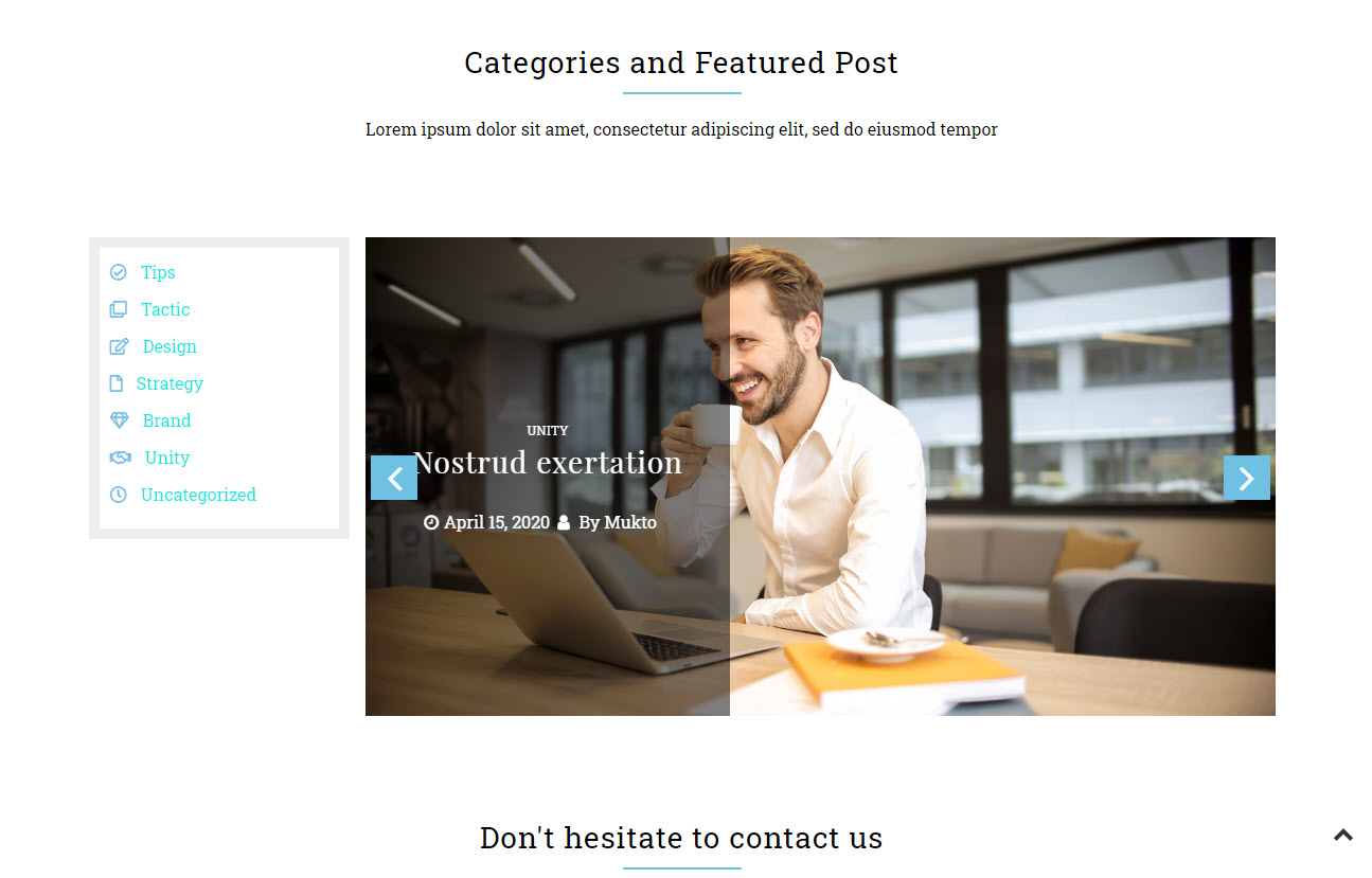 Category list & Feature Slider