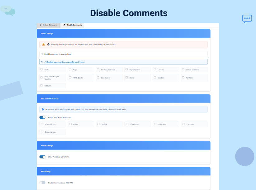 Confirmation screen for deleting comments