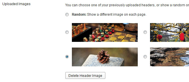 A screenshot from the admin Header page