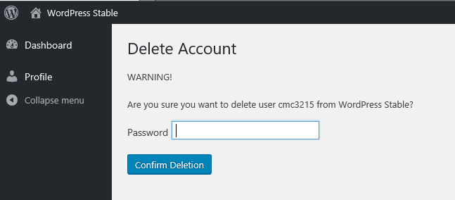 **Your Profile** confirmation page. (This page is included out of the box)