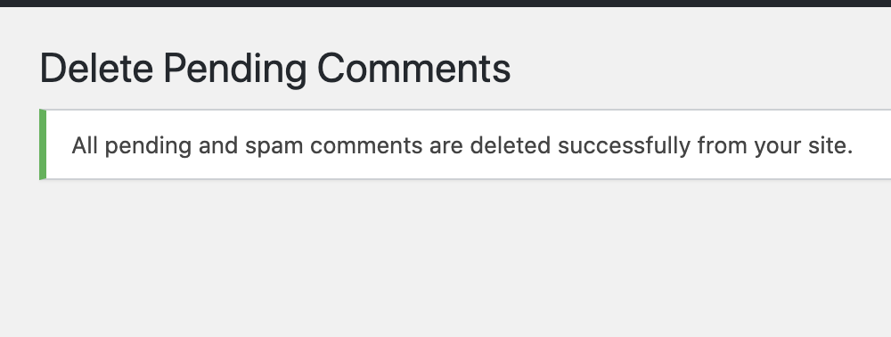 The success message that is shown after the comments are deleted.