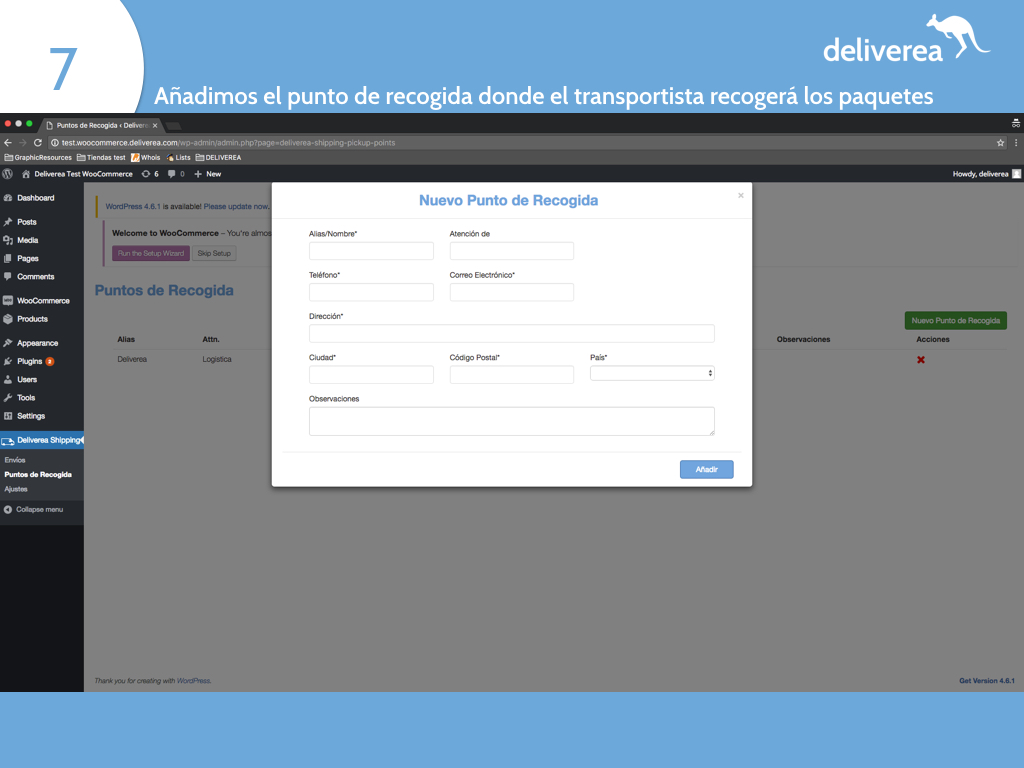 Configurar Puntos de Recogida