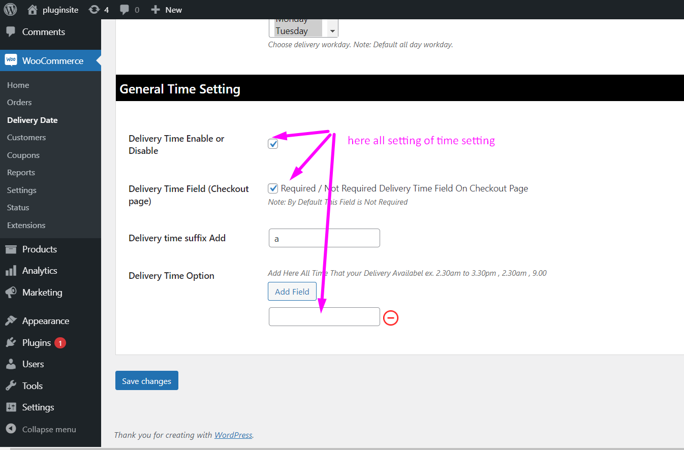 Date option Setting ans General setting