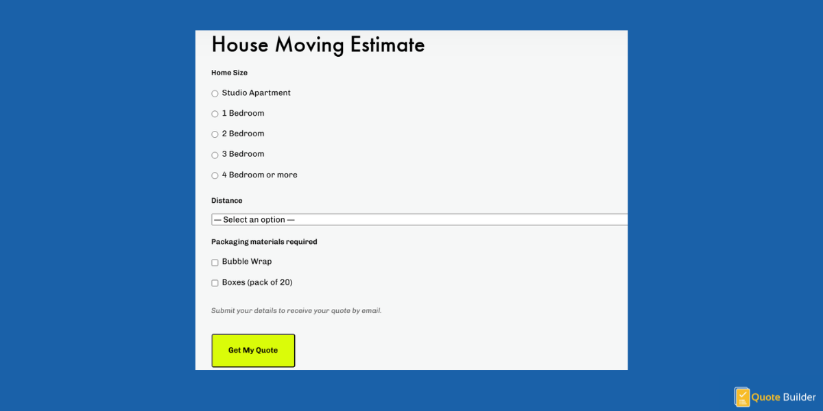 Frontend calculator as seen by visitors — clean, responsive form with real-time price updates