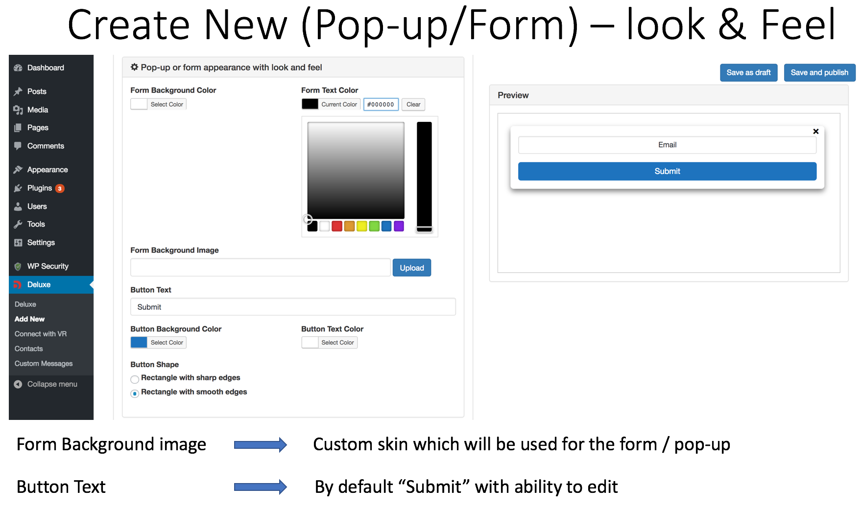 Create new (Pop-up / Form ) - Look & Feel.
