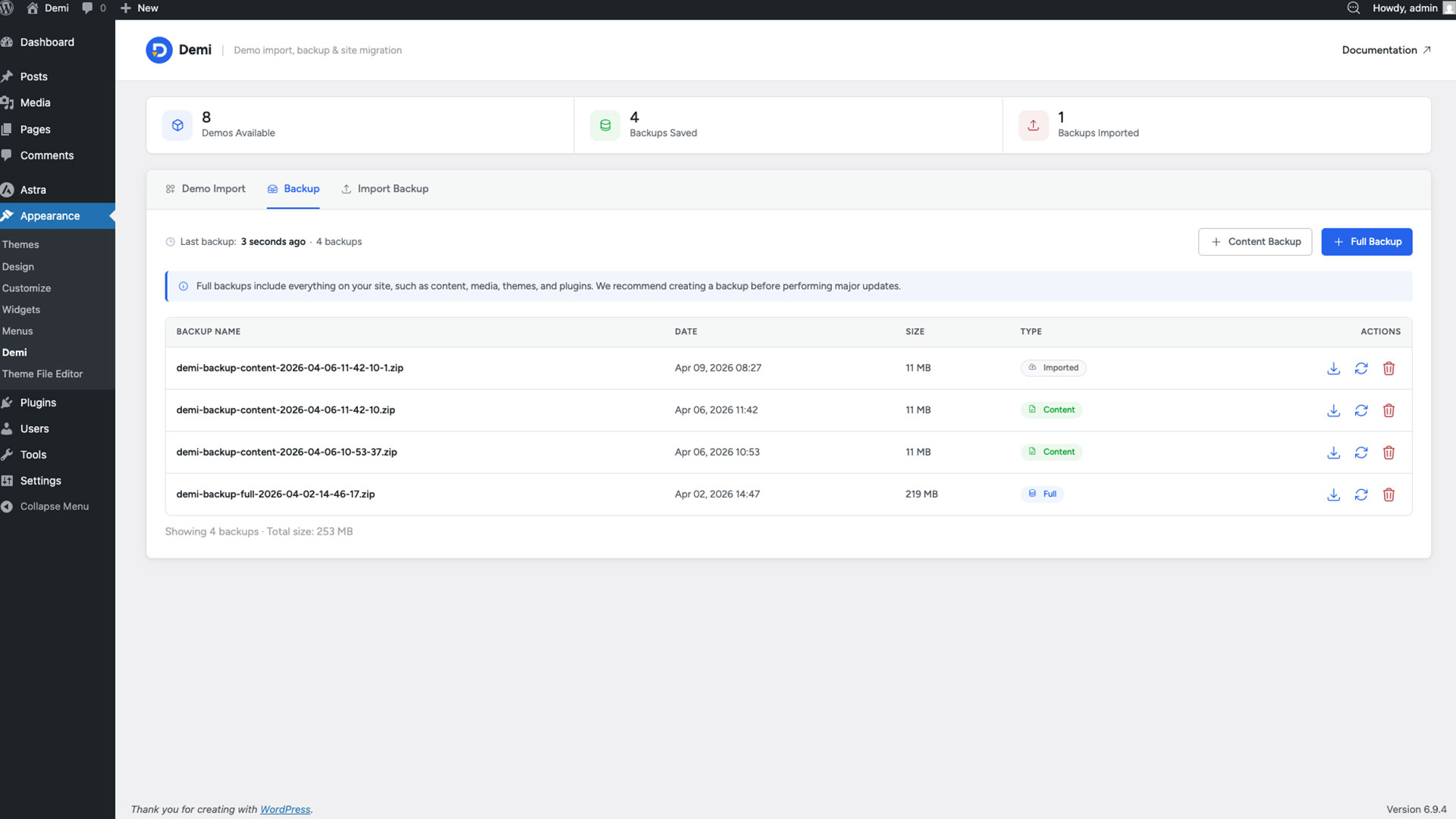 **Backup & Restore** - Easy backups and quick recovery.
