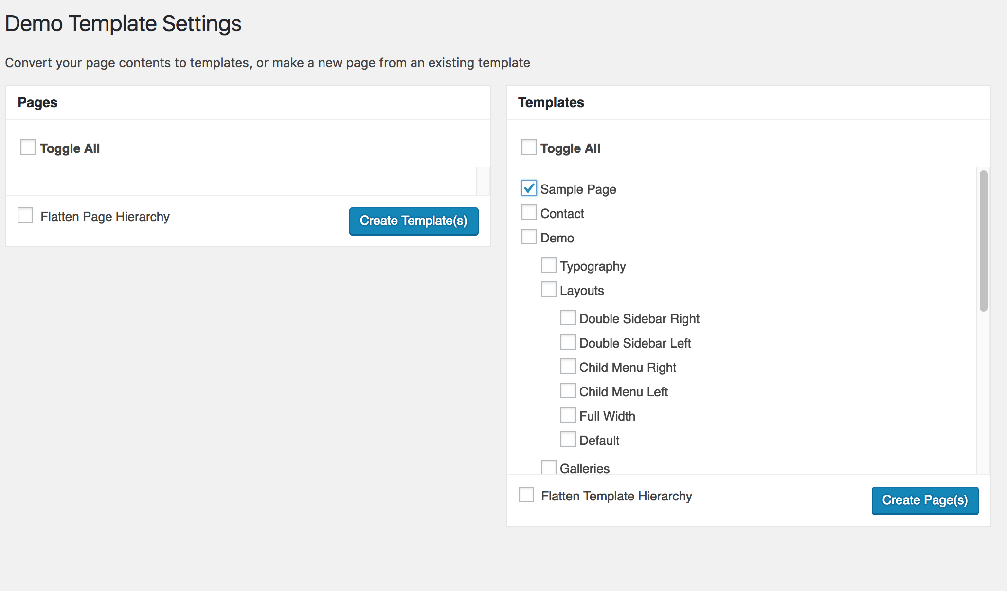 If you want to add the template to your pages, go to the demo content settings and create the page from the template. This will make a copy.
