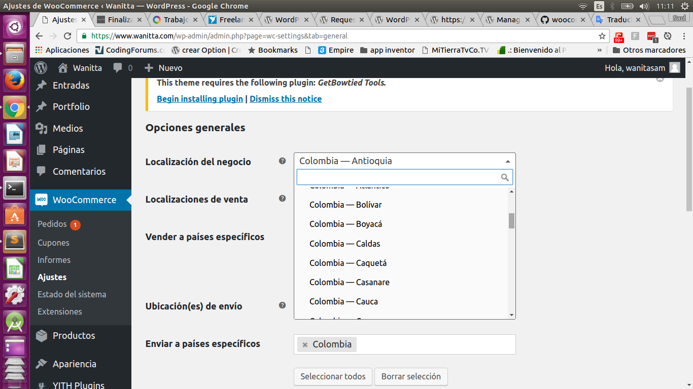 Choose department WooCommerce.