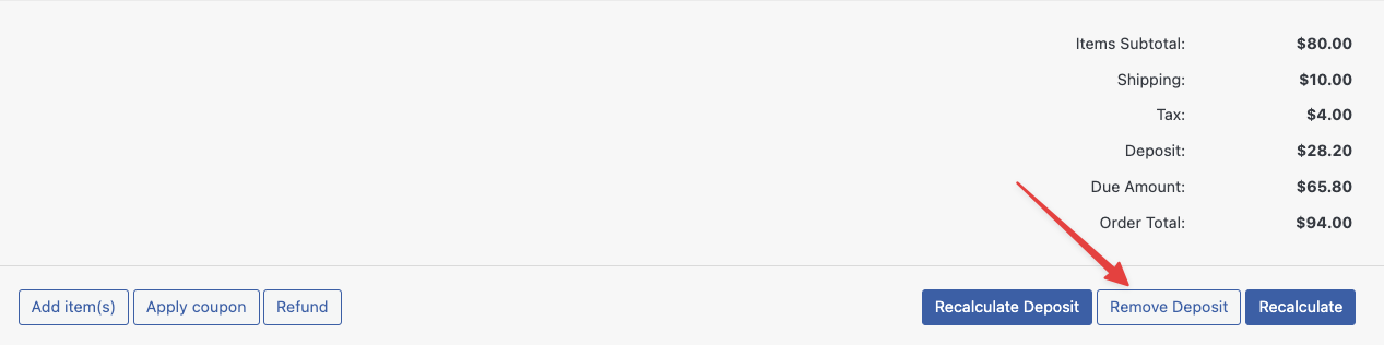 Manage deposits from the order Dashboard