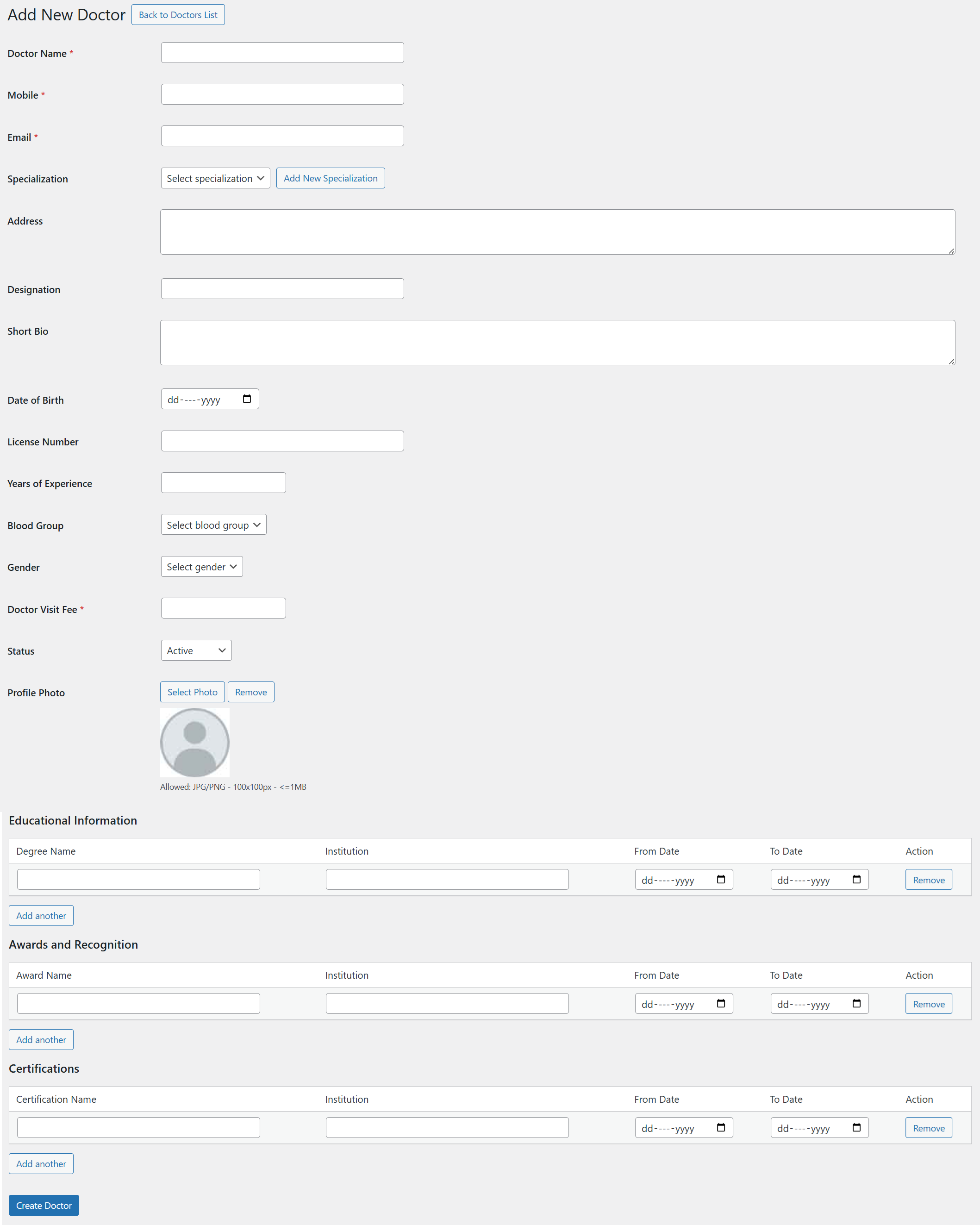 Shortcode form integration