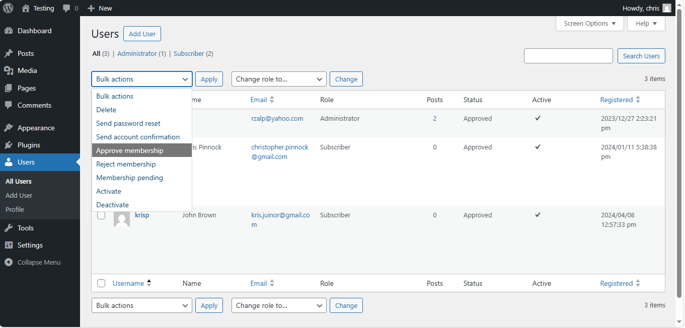 User Profile - Front-end