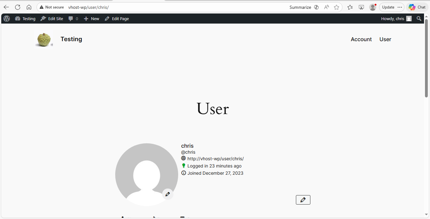 User Profile - Front-end