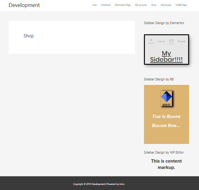 Frontend sidebar design using `Reusable Template Library` widget