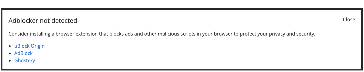 Example of the notification on your site.