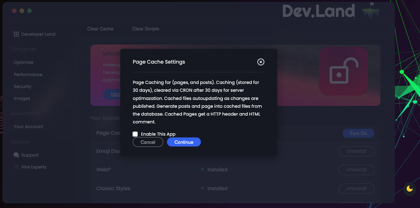 Enable App Screen