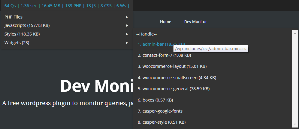 The CSS handles for all of the enqueued styles.