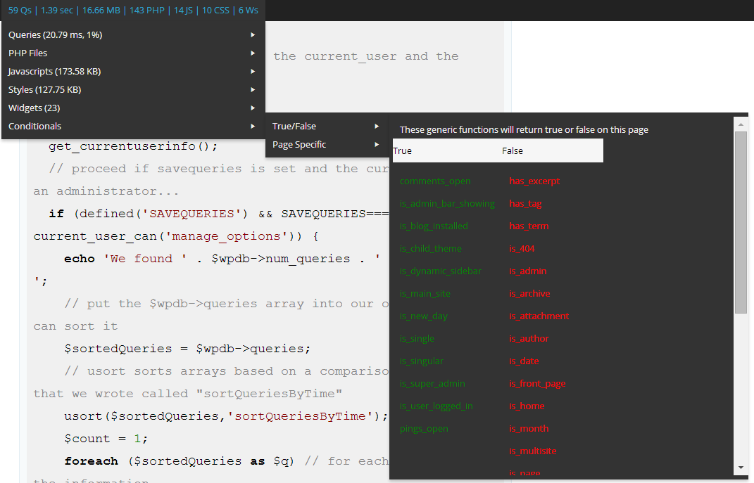 True/False conditional menu