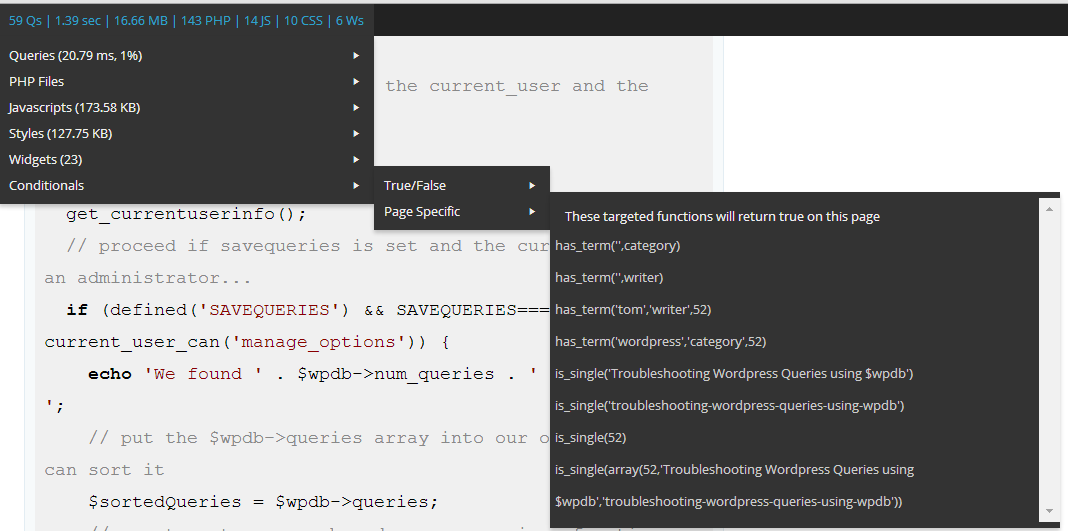 Page Specific conditional menu