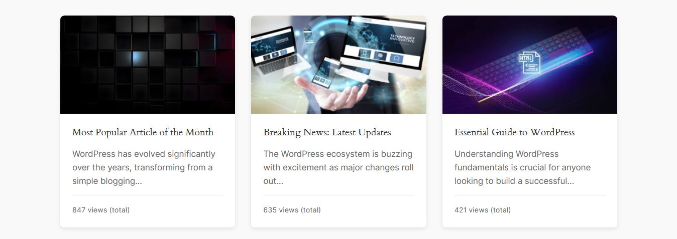 Top Posts Responsive Grid: Highlight your most viewed content.