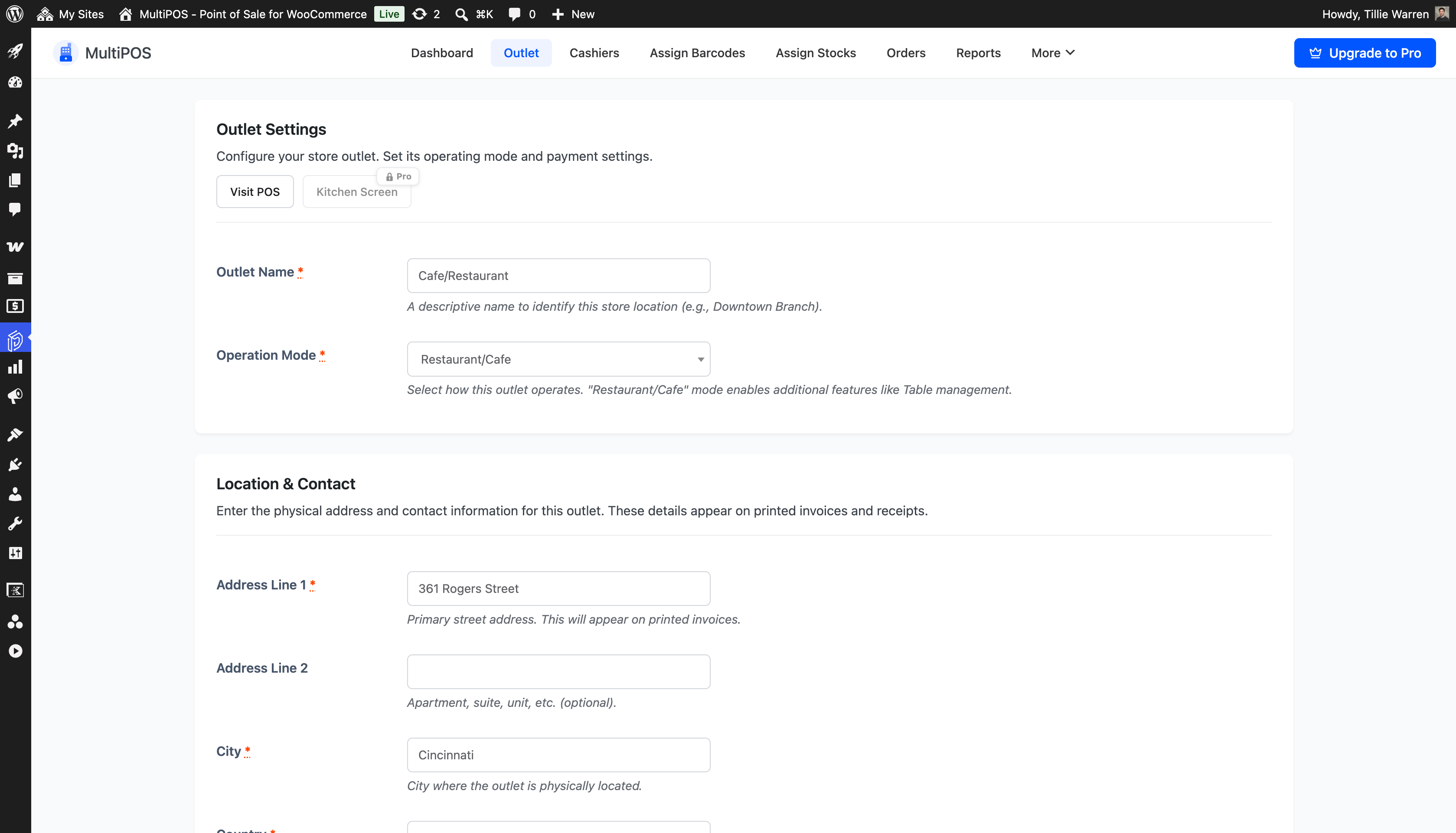 Transactions list showing POS cash and order activity.